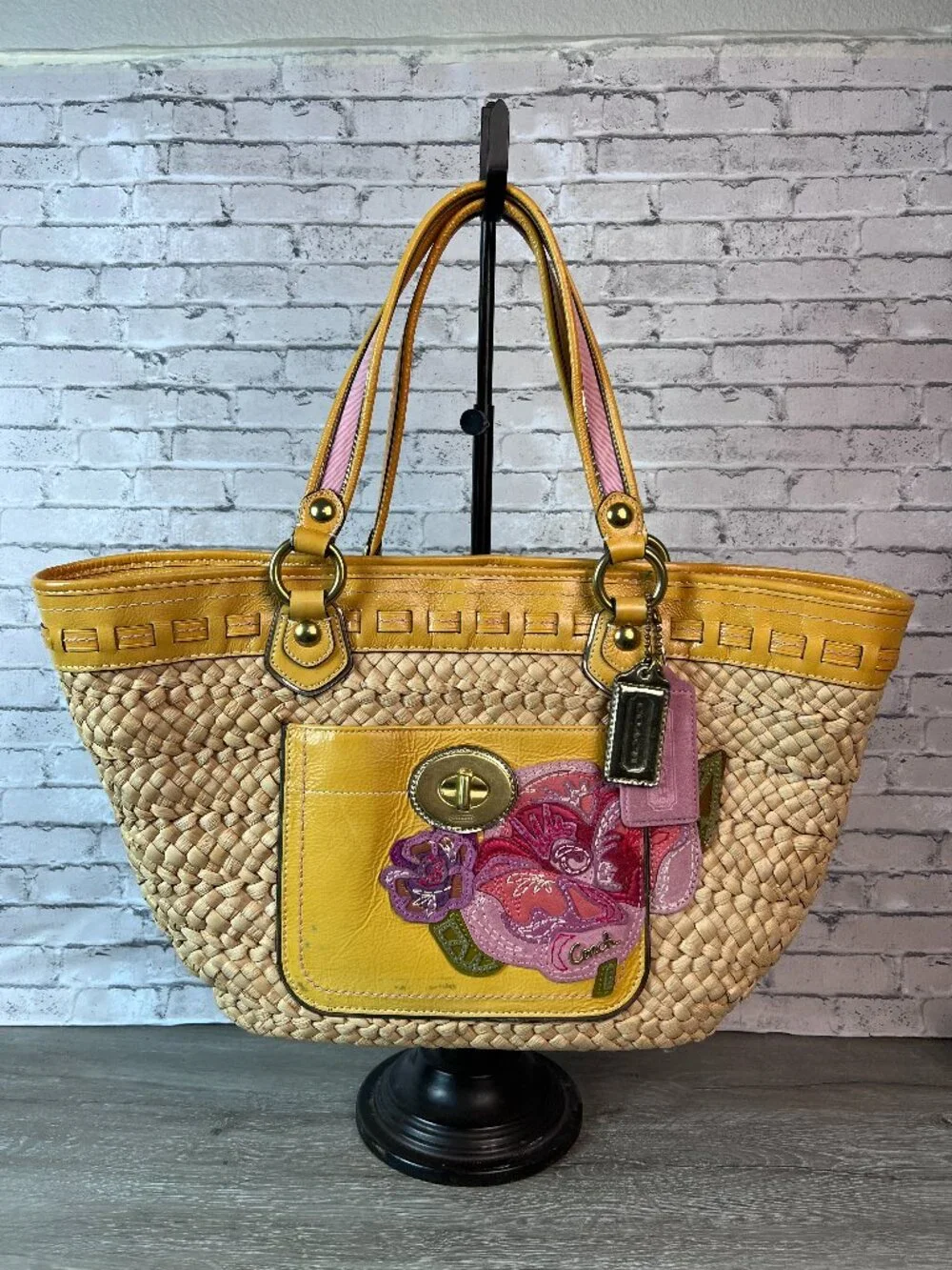 2010 Coach Poppy Straw Tote Bag Applique Bag Summer